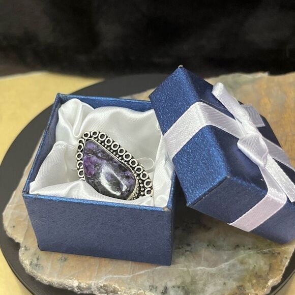 Artisan Charoite 925 Silver Ring Sz 8 - Picture 9 of 9